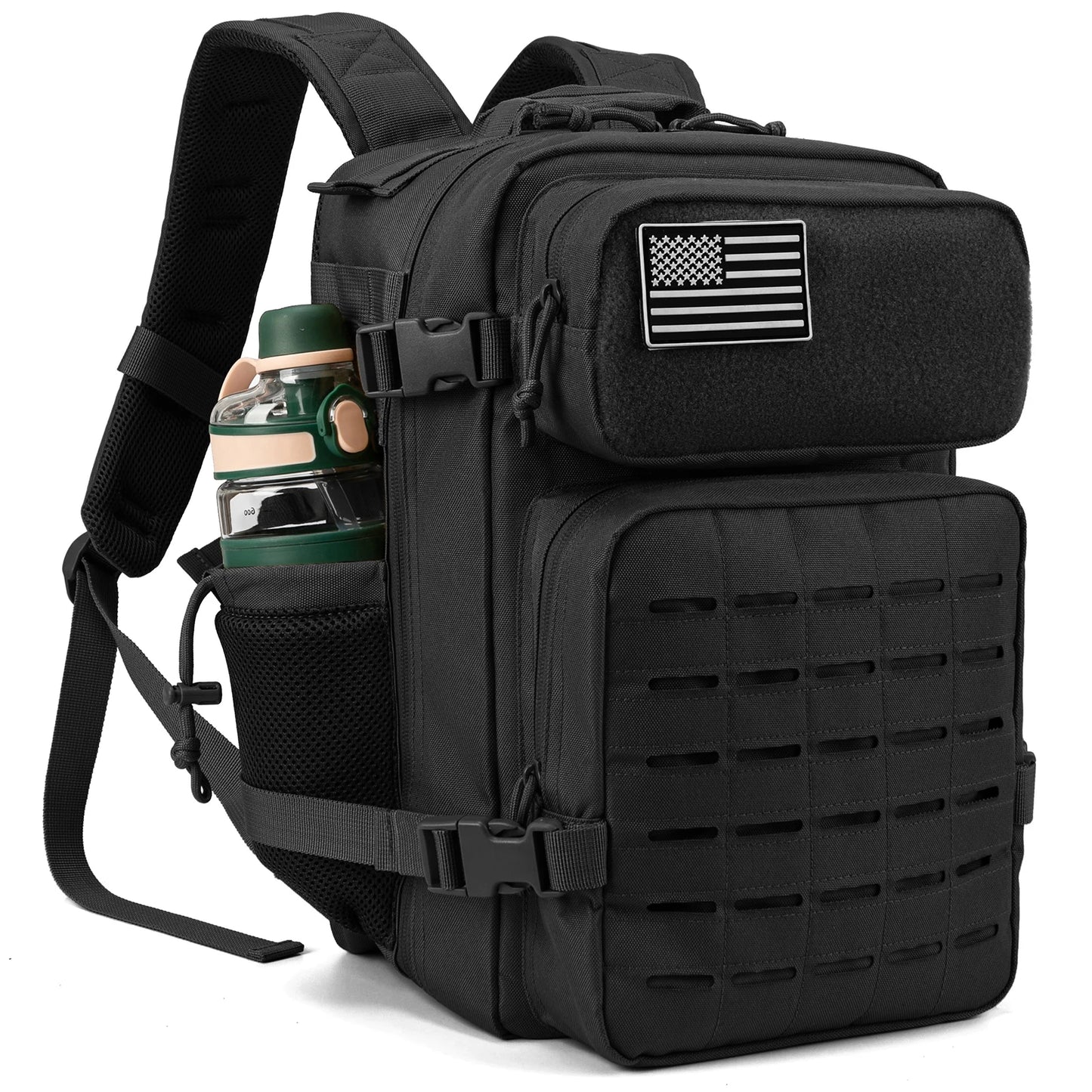 25L Stylish Tactical Fishing Backpack for Women – Water-Resistant Hiking & Survival Bag with Black-Pink Check or Leopard Print