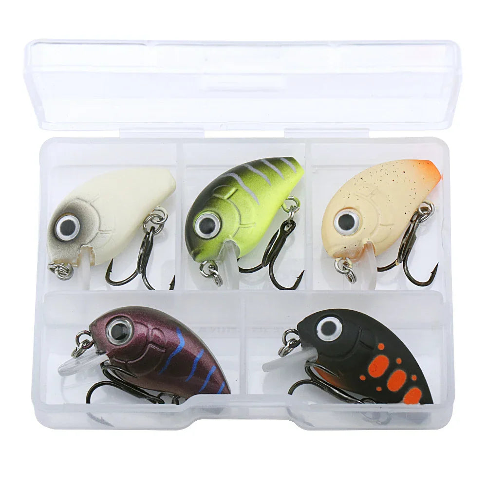 5Pcs Mini Fish Bass Fishing Lure Set 3Cm 1.5G Mini Artificial Baits Topwater Crank Wobblers for Pike Crankbaits Fishing