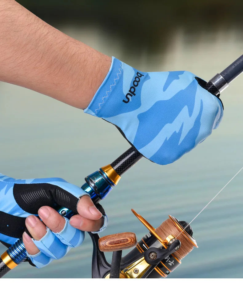GripFin Gloves Non-Slip Breathable Sunscreen Skin Fishing Gloves for Deep-Sea Water