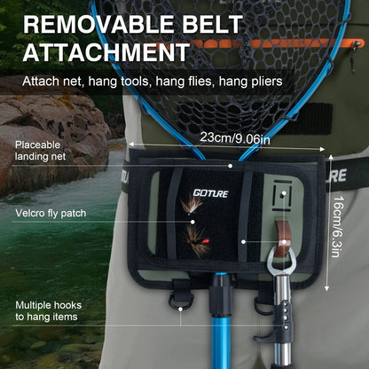 5-Layer Waterproof Breathable Chest Waders with Cup Holder Fly Fishing Waders Pants Durable Stocking Foot for Men Women