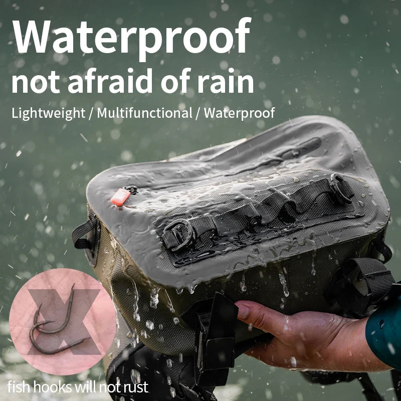 Fishing Tackle Waterproof Bag Outdoor Waist Fanny Pack Capacity Crossbody Bag Fishing Lures Line Box Storage Accessories