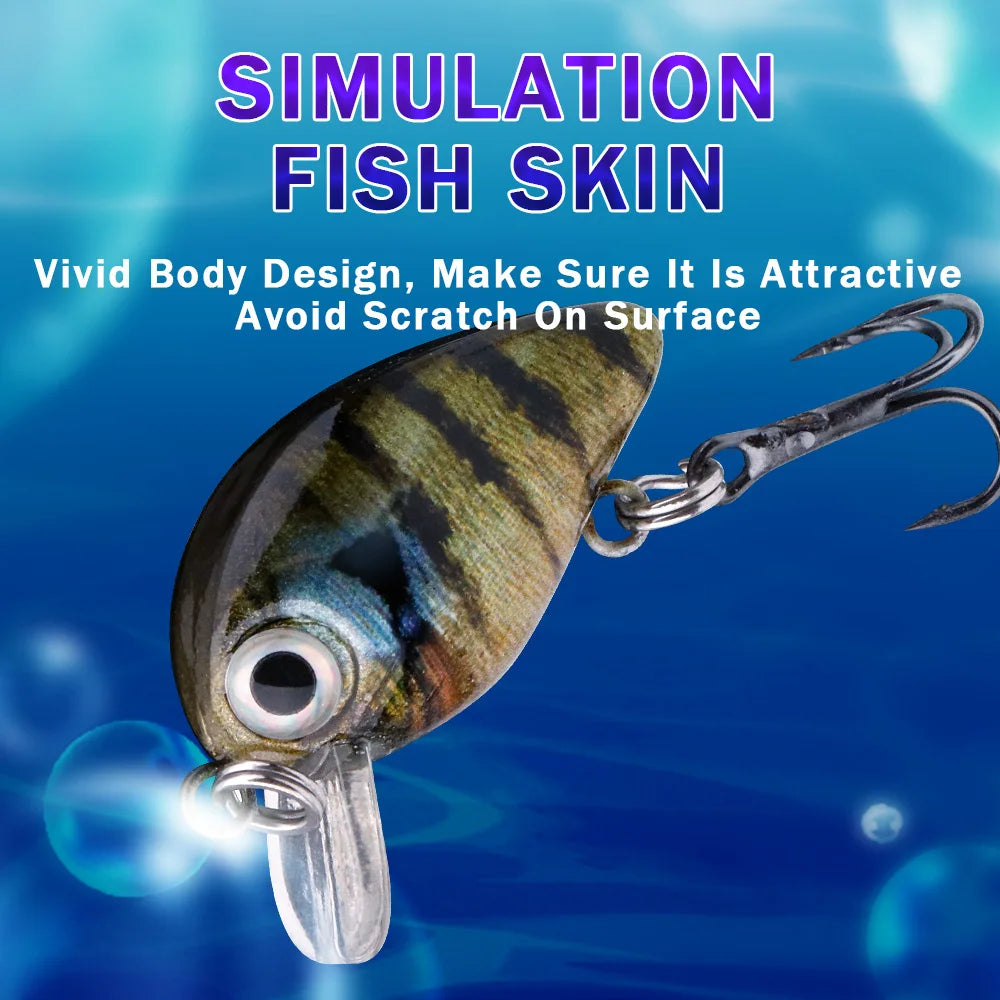 5Pcs Mini Fish Bass Fishing Lure Set 3Cm 1.5G Mini Artificial Baits Topwater Crank Wobblers for Pike Crankbaits Fishing