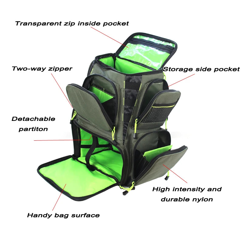 Large Capacity Fishing Tackle Bag Multifunctional Backpack 45*41*26Cm Outdoor Sport Hiking Waterproof Fishing Bag X483