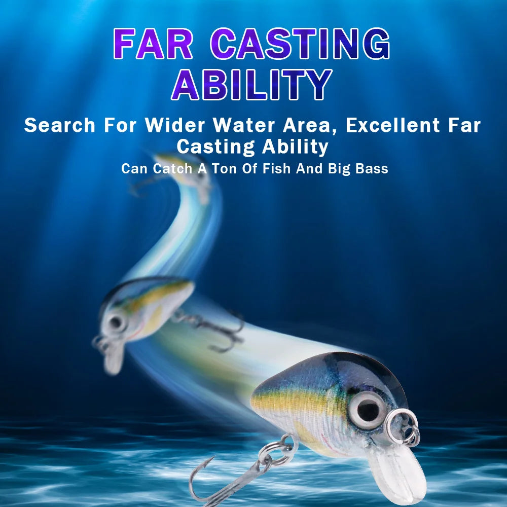 5Pcs Mini Fish Bass Fishing Lure Set 3Cm 1.5G Mini Artificial Baits Topwater Crank Wobblers for Pike Crankbaits Fishing