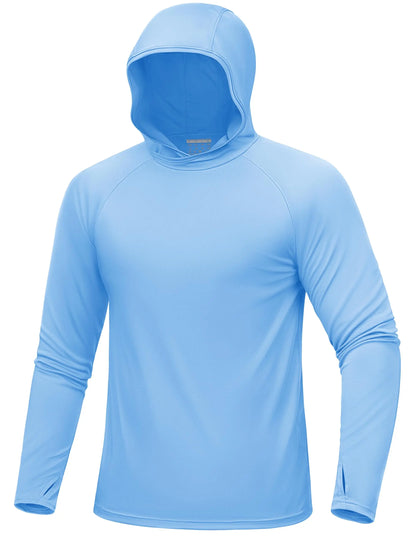 UPF 50+ Hooded T-Shirts Mens Quick Dry UV Block Sun Shirts Lightweight Hoodie Shirt Running Fishing Performance Tops