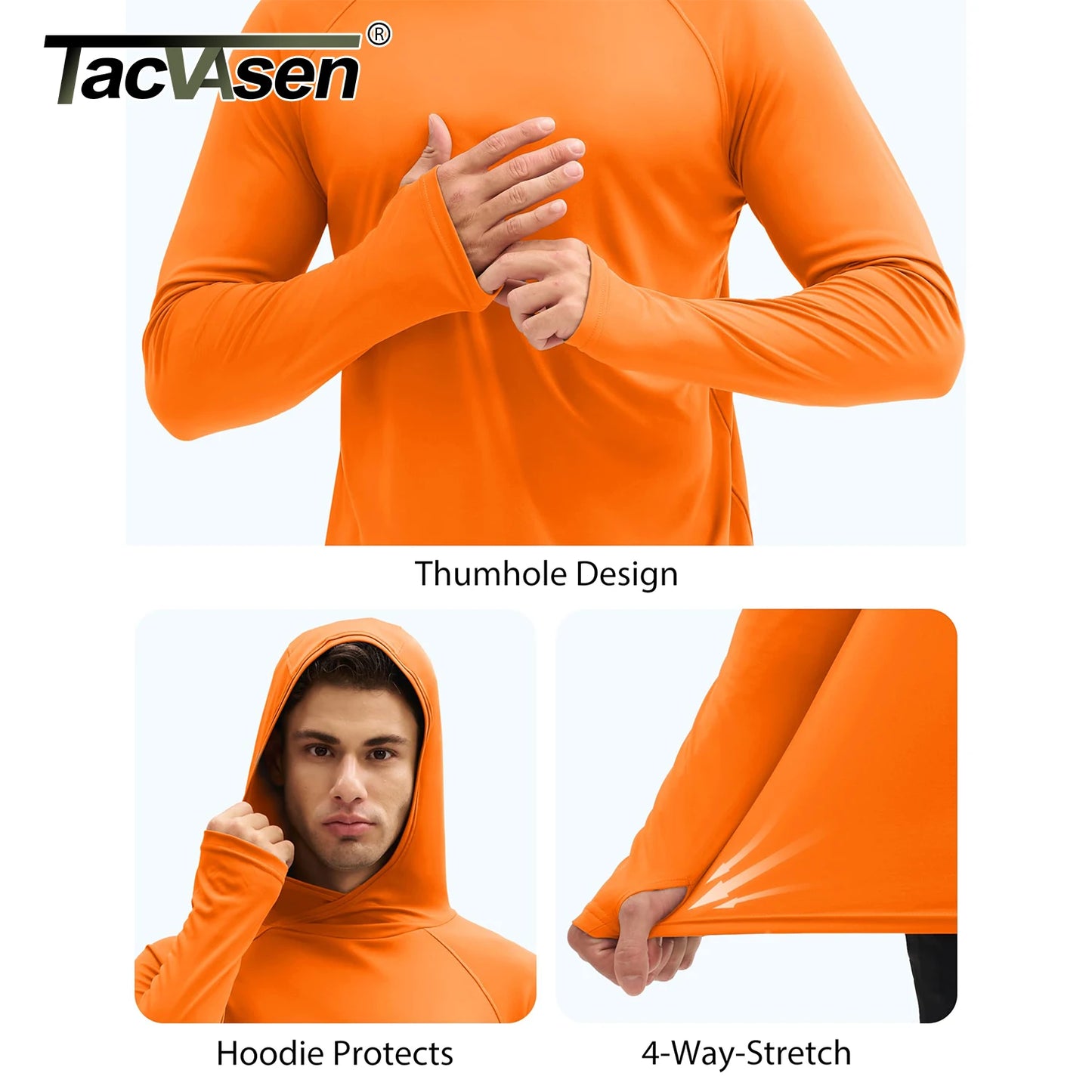 UPF 50+ Hooded T-Shirts Mens Quick Dry UV Block Sun Shirts Lightweight Hoodie Shirt Running Fishing Performance Tops