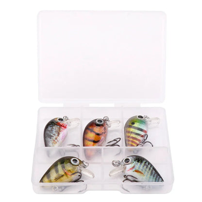 5Pcs Mini Fish Bass Fishing Lure Set 3Cm 1.5G Mini Artificial Baits Topwater Crank Wobblers for Pike Crankbaits Fishing