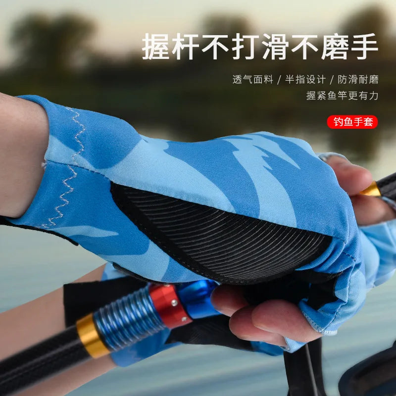 GripFin Gloves Non-Slip Breathable Sunscreen Skin Fishing Gloves for Deep-Sea Water