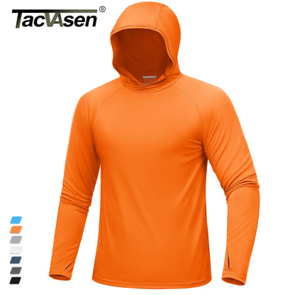 UPF 50+ Hooded T-Shirts Mens Quick Dry UV Block Sun Shirts Lightweight Hoodie Shirt Running Fishing Performance Tops