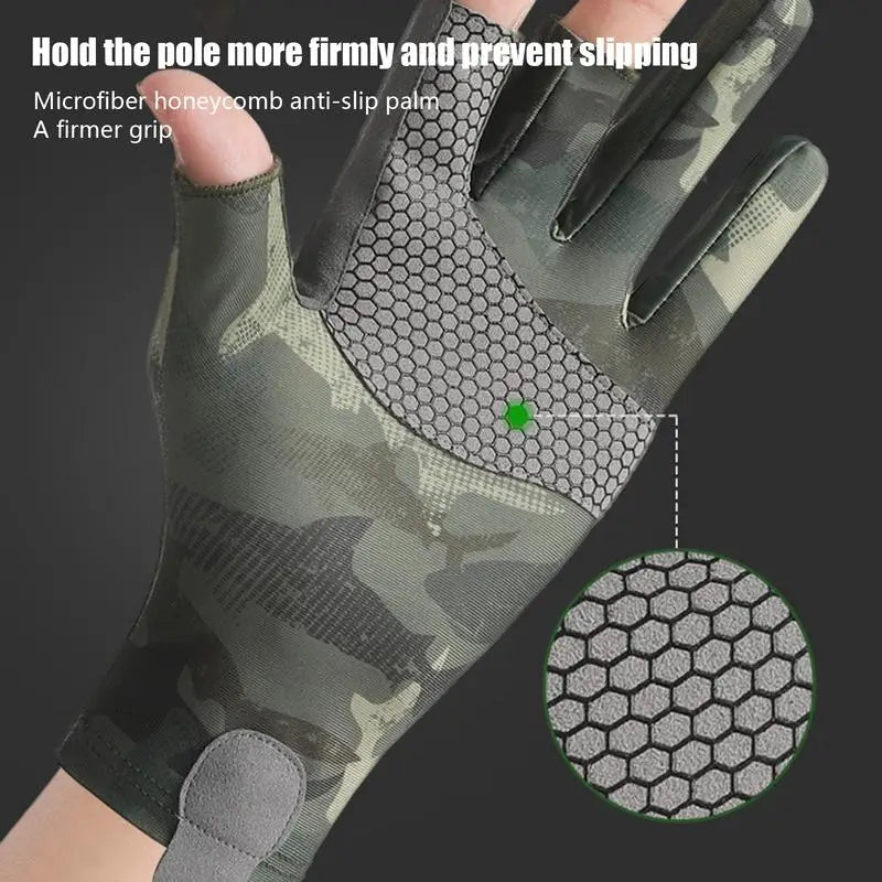Anti-UV UPF50 Wear-Resistant Fishing Gloves Breathable Comfort Anti-Slip Grip for Fishing