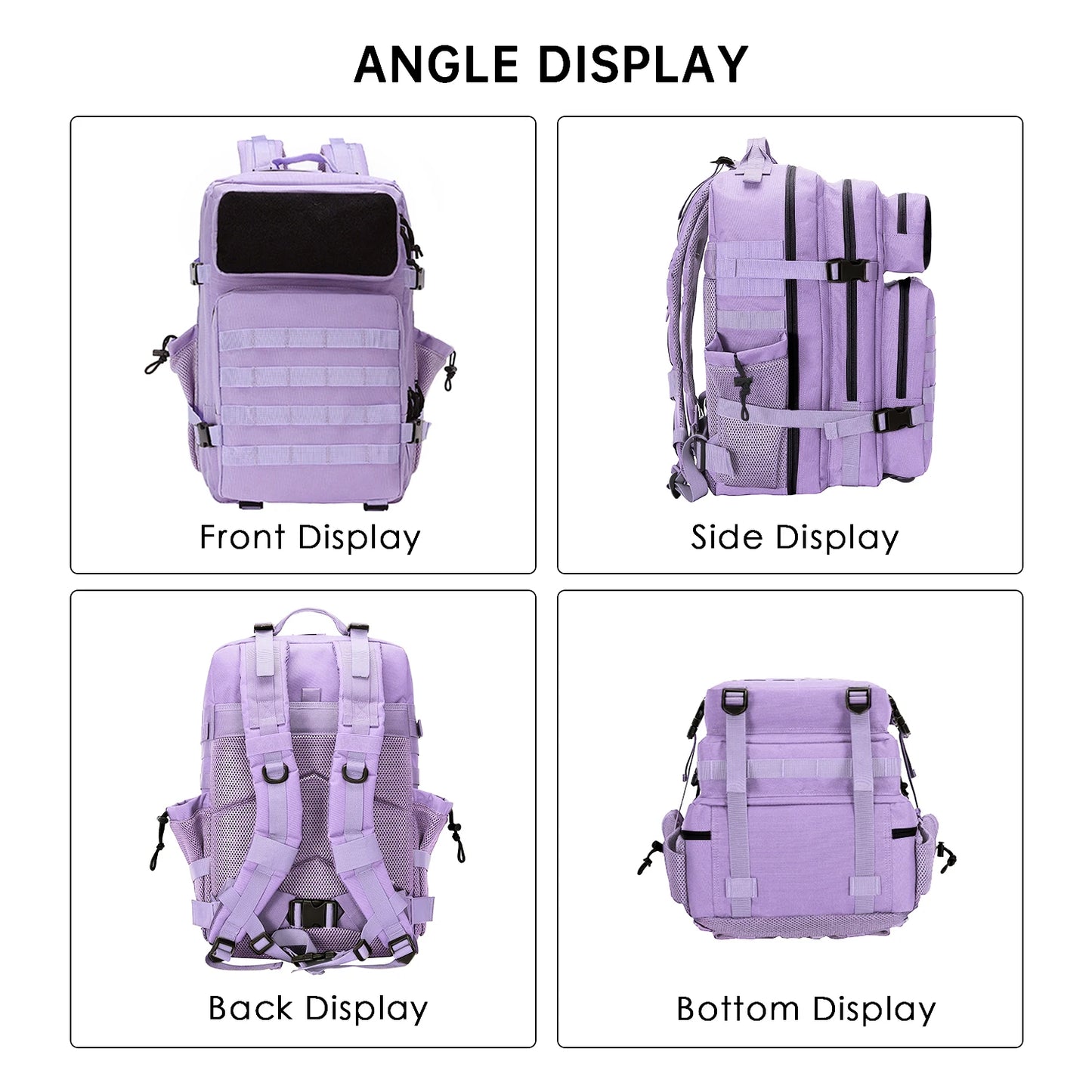 Purple Pastel Tactical Fishing Backpack for Women – 45L Water-Resistant Fishing & Outdoor Gear Bag, 1000D Oxford Fabric