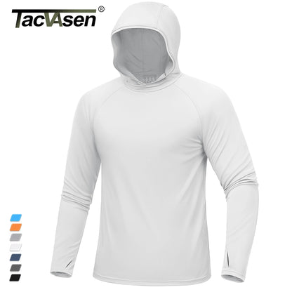 UPF 50+ Hooded T-Shirts Mens Quick Dry UV Block Sun Shirts Lightweight Hoodie Shirt Running Fishing Performance Tops