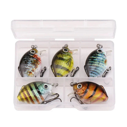 5Pcs Mini Fish Bass Fishing Lure Set 3Cm 1.5G Mini Artificial Baits Topwater Crank Wobblers for Pike Crankbaits Fishing