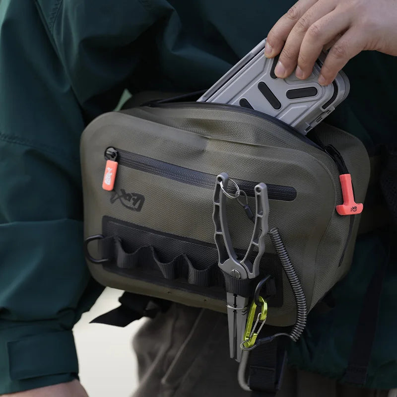 Fishing Tackle Waterproof Bag Outdoor Waist Fanny Pack Capacity Crossbody Bag Fishing Lures Line Box Storage Accessories