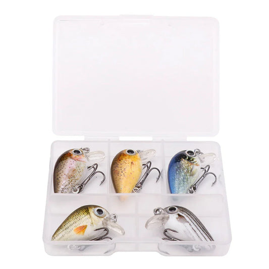 5Pcs Mini Fish Bass Fishing Lure Set 3Cm 1.5G Mini Artificial Baits Topwater Crank Wobblers for Pike Crankbaits Fishing
