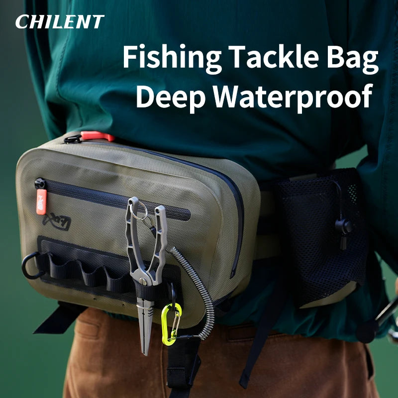 Fishing Tackle Waterproof Bag Outdoor Waist Fanny Pack Capacity Crossbody Bag Fishing Lures Line Box Storage Accessories