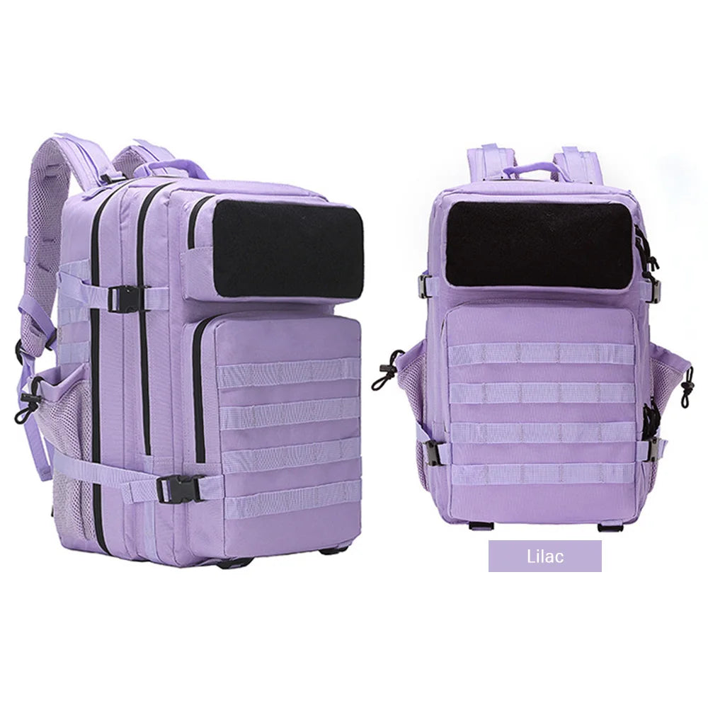 Purple Pastel Tactical Fishing Backpack for Women – 45L Water-Resistant Fishing & Outdoor Gear Bag, 1000D Oxford Fabric
