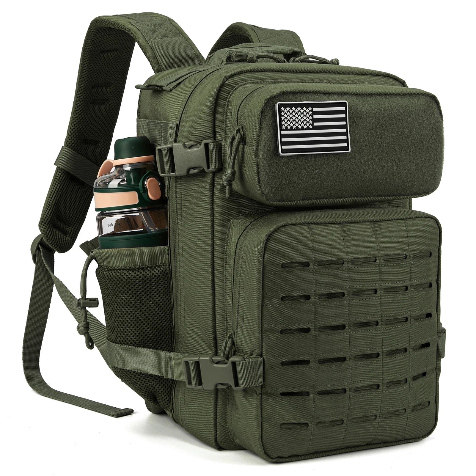 25L Stylish Tactical Fishing Backpack for Women – Water-Resistant Hiking & Survival Bag with Black-Pink Check or Leopard Print