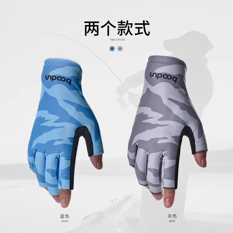 GripFin Gloves Non-Slip Breathable Sunscreen Skin Fishing Gloves for Deep-Sea Water