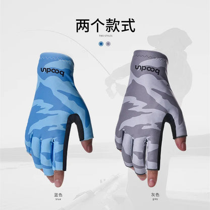 GripFin Gloves Non-Slip Breathable Sunscreen Skin Fishing Gloves for Deep-Sea Water