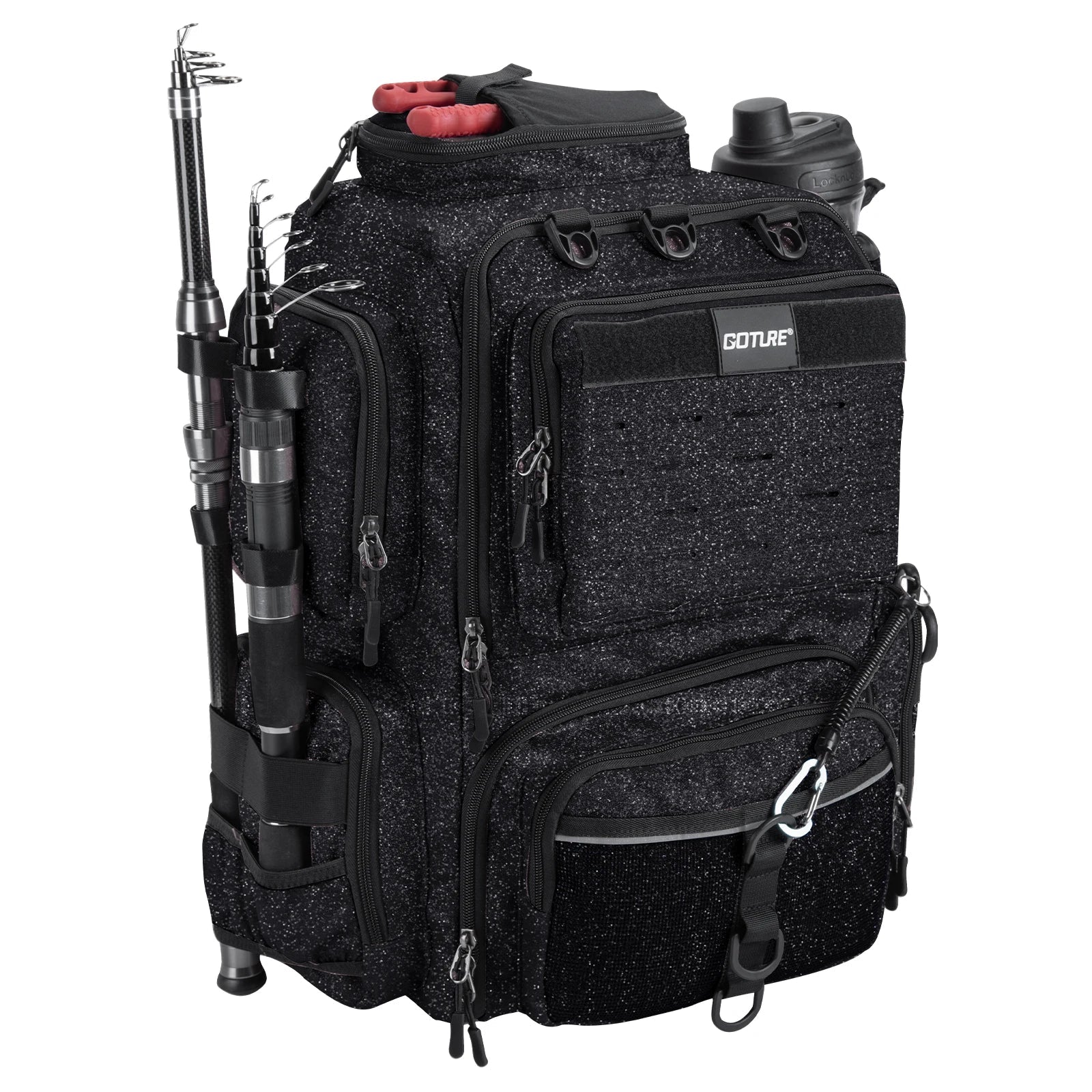 45L Fishing Backpack 900D Water-Resistant Large Durable Fishing Bag with Rod Holders Fishing Gear Camping Hiking Outdoor