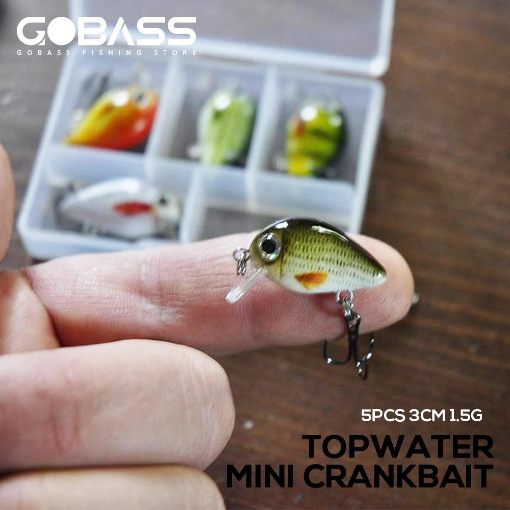5Pcs Mini Fish Bass Fishing Lure Set 3Cm 1.5G Mini Artificial Baits Topwater Crank Wobblers for Pike Crankbaits Fishing