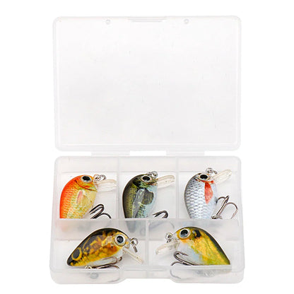 5Pcs Mini Fish Bass Fishing Lure Set 3Cm 1.5G Mini Artificial Baits Topwater Crank Wobblers for Pike Crankbaits Fishing