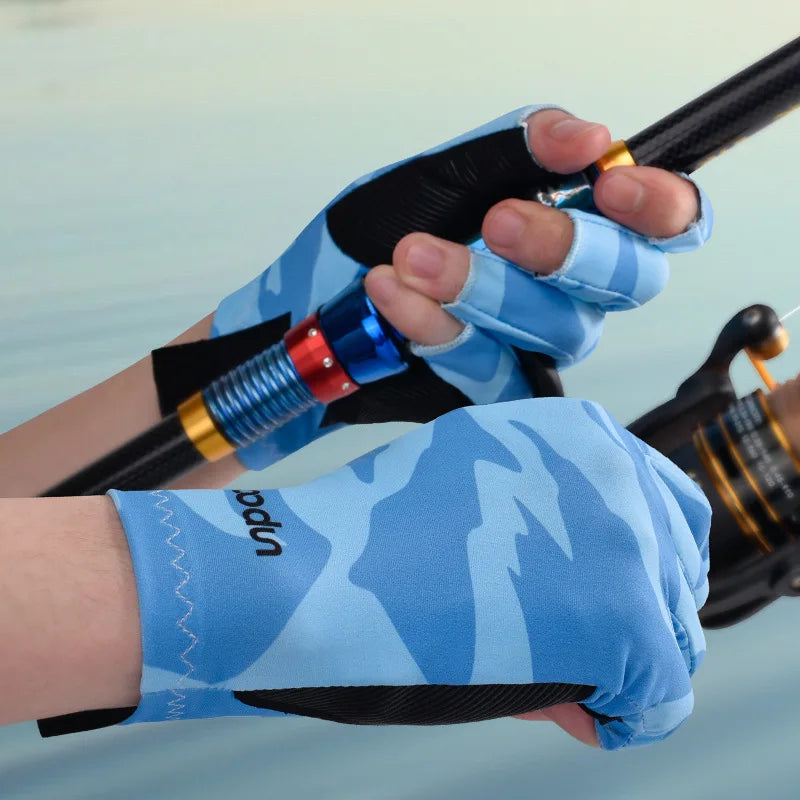 GripFin Gloves Non-Slip Breathable Sunscreen Skin Fishing Gloves for Deep-Sea Water
