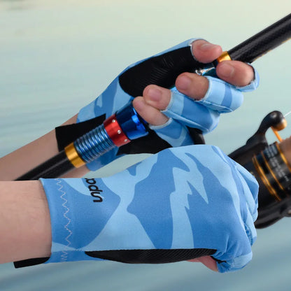 GripFin Gloves Non-Slip Breathable Sunscreen Skin Fishing Gloves for Deep-Sea Water