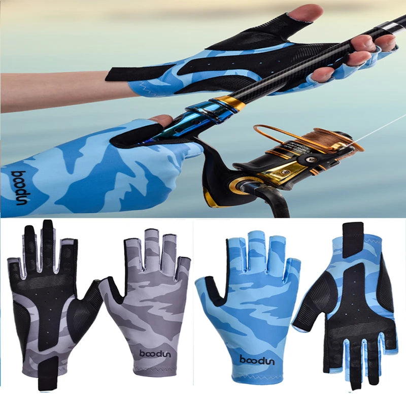 GripFin Gloves Non-Slip Breathable Sunscreen Skin Fishing Gloves for Deep-Sea Water