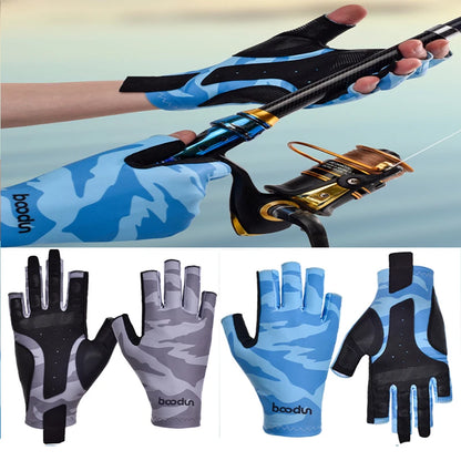 GripFin Gloves Non-Slip Breathable Sunscreen Skin Fishing Gloves for Deep-Sea Water