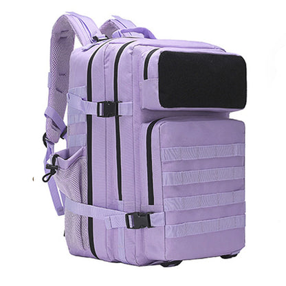 Purple Pastel Tactical Fishing Backpack for Women – 45L Water-Resistant Fishing & Outdoor Gear Bag, 1000D Oxford Fabric