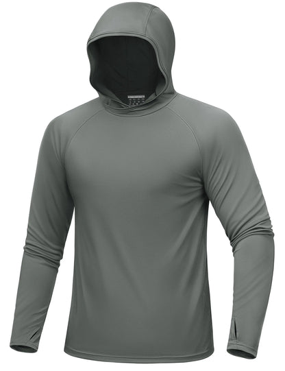 UPF 50+ Hooded T-Shirts Mens Quick Dry UV Block Sun Shirts Lightweight Hoodie Shirt Running Fishing Performance Tops