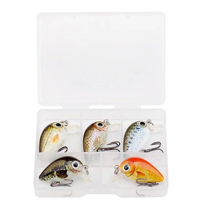 5Pcs Mini Fish Bass Fishing Lure Set 3Cm 1.5G Mini Artificial Baits Topwater Crank Wobblers for Pike Crankbaits Fishing